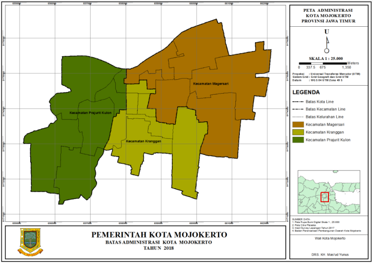 Peta Wilayah Administrasi Kota Mojokerto